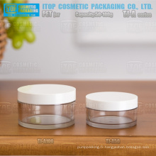 Série TJ-A 50g et 100g épaississement simple paroi rentable emballage cosmétique clair plat rond pots pet